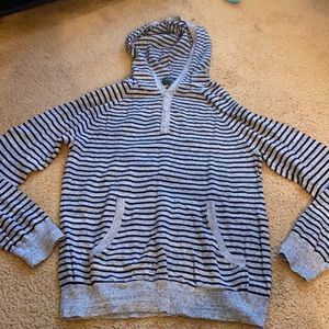 Blue gray stripped hooded light EXPRESS sweater